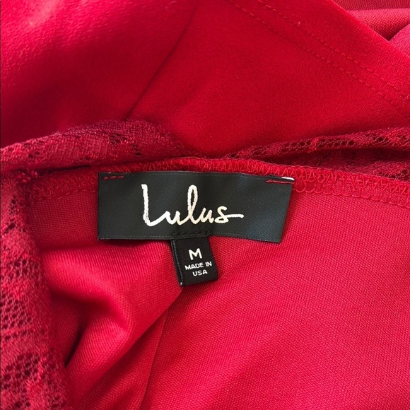 New NWT Lulus Red Spaghetti Strap Dress Lace Back Sz M - Picture 6 of 6